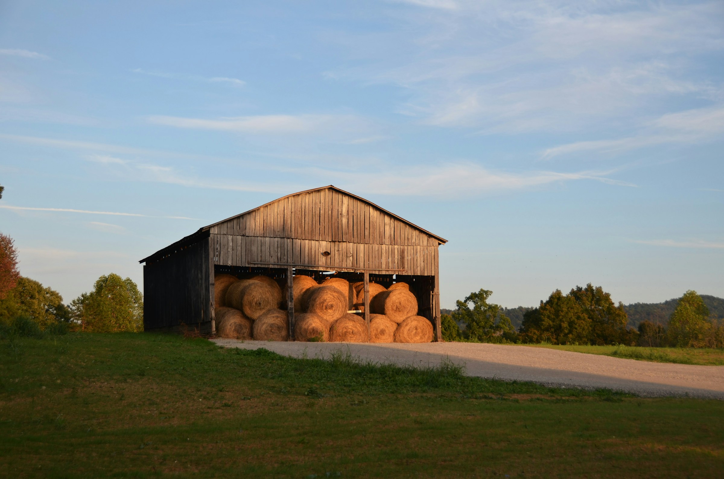 Hay bales stacked for storage